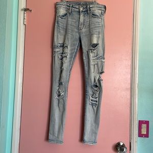 American Eagle outfitters superstretch ripped skinny jeans